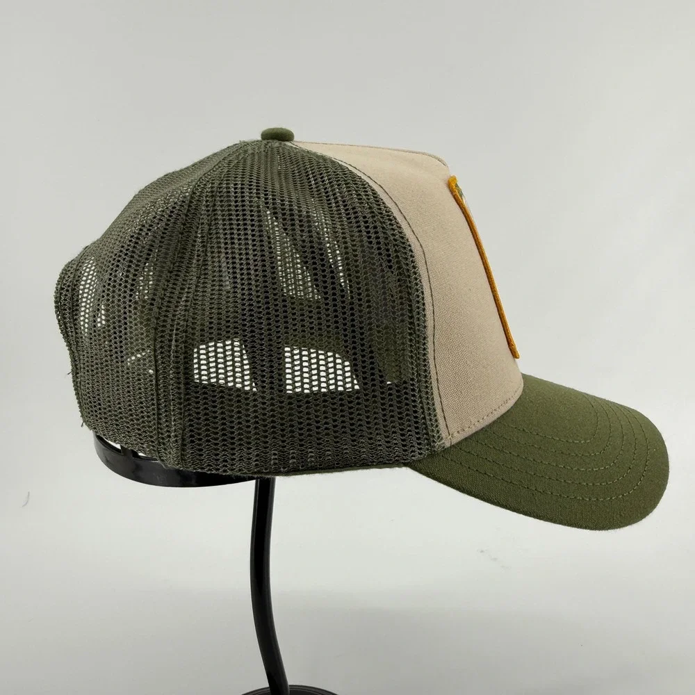Smokey Bear Trucker Hat Green Tan Solid Cotton Mesh Patch Snapback